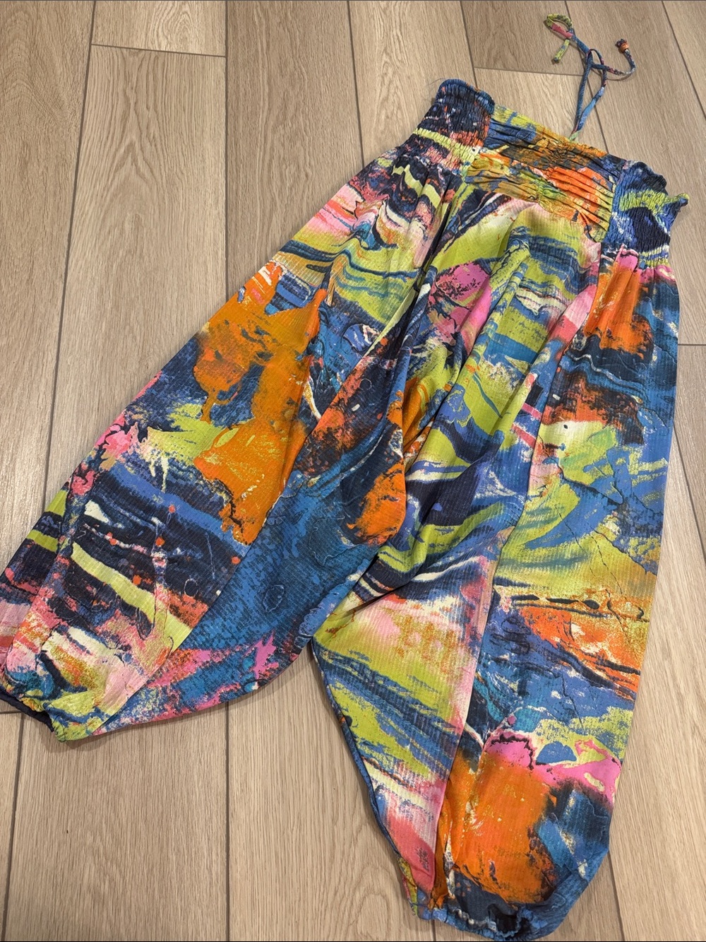 Harlem Jumpsuit All Over Print Halter Top Sz S/M Hippie Festival Bright - Picture 7 of 7